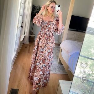 Pink Lily Ruched Floral Maxi Dress